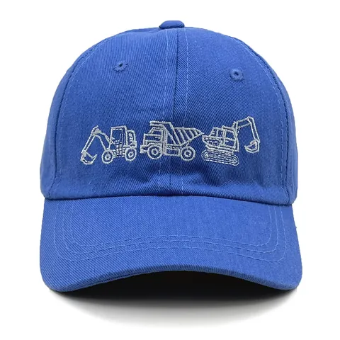 Kids Cotton Baseball Cap With Construction Vehicle Embroidery Cartoon Excavator Peaked Cap For Boys Girls Outdoor Sunshade Hat