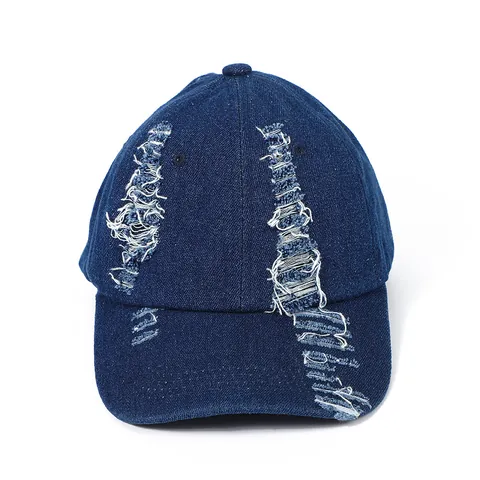 Berretto da Baseball in Denim Distressed alla Moda con Buchi Lavato Vintage Cappello da Sole per Uomo Donna Outdoor Regolabile