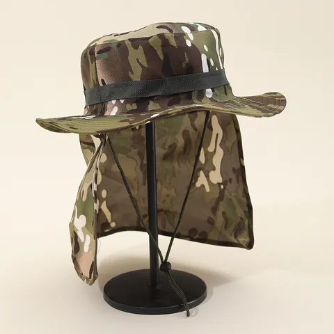 Outdoor Camouflage Sun Hat With Neck Flap UV Protection Breathable Boonie Hat For Fishing Hiking Hunting Men Women