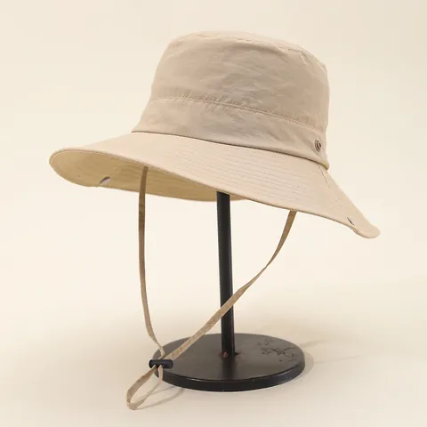 Outdoor Wide Brim Sun Hat Quick Dry Breathable Bucket Hat For Hiking Fishing Travel Adjustable Windproof Strap Summer Cap