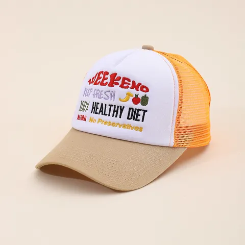 Unisex Mesh Trucker Hat Mit Obst Weekend Stickerei Atmungsaktiv Verstellbar Retro Baseballkappe Für Outdoor Alltag