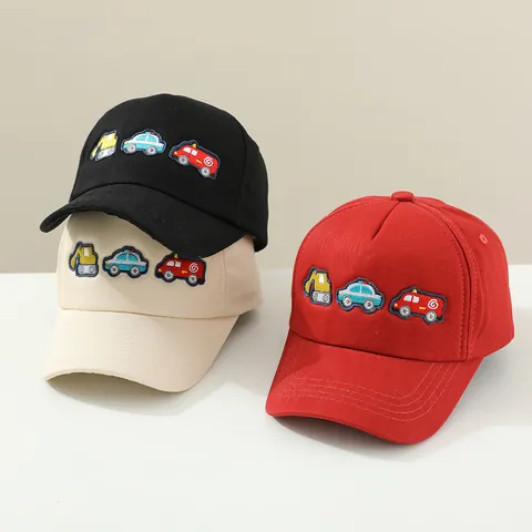 Kids Cotton Baseball Cap Cartoon Vehicle Embroidery Adjustable Sun Shade Hat For Boys Girls Outdoor Casual Sport Snapback