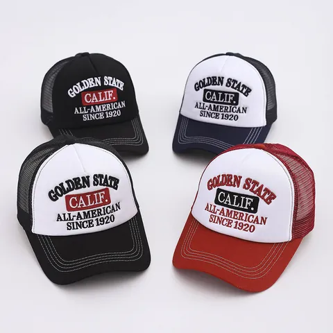 Golden State Embroidered Trucker Hat Vintage Mesh Snapback Cap Adjustable Breathable Baseball Sun Hat For Men Women
