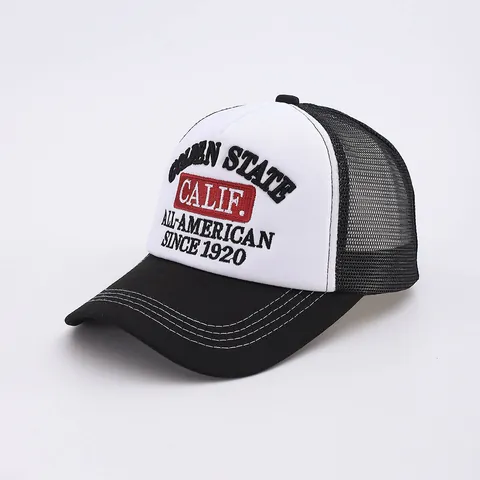 Golden State Embroidered Trucker Hat Vintage Mesh Snapback Cap Adjustable Breathable Baseball Sun Hat For Men Women