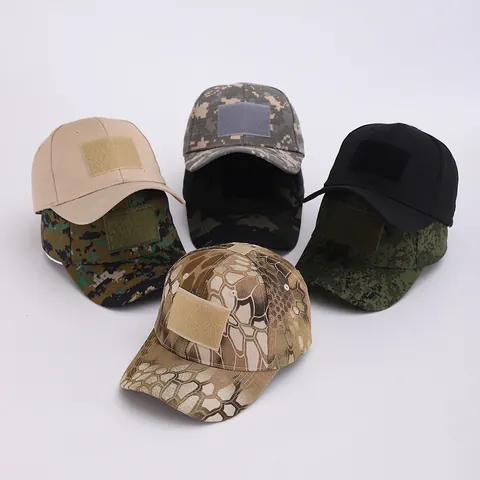 Gorra de Béisbol Táctica de Camuflaje para Hombre Al Aire Libre Transpirable Mesh Trucker Hat con Área de Parche de Velcro Sombrero de Sol de Combate Militar