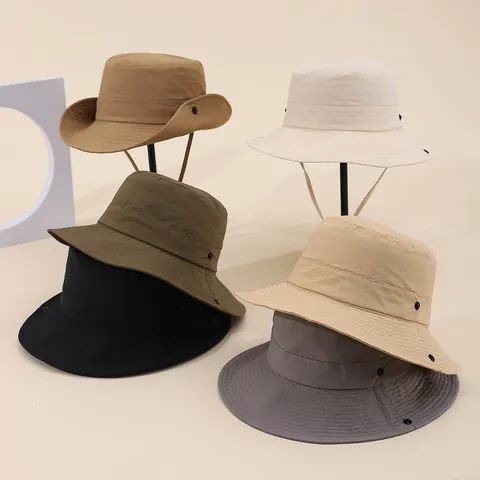Schnelltrocknender Anglerhut Outdoor Sonnenschutz Angeln Wandern Hut Mit Verstellbarer Winddichter Kordel Leichter Polyester Sonnenhut Unisex