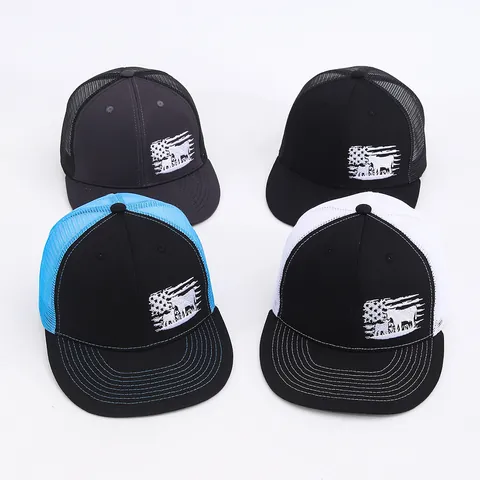 Gorra Trucker con Bordado de Toro Bandiera Americana para Hombre Mujer Gorra de Béisbol de Malla Transpirable Sombra Outdoor Vintage Granja