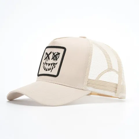 Damen Herren Sommer Atmungsaktiv Mesh Trucker Hat Monster Smiley Stickerei Patch Cap Verstellbar Lässig Streetwear Hut