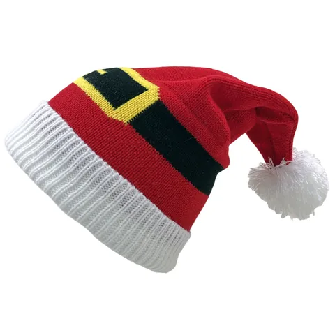 Acryl Weihnachten Strickmütze Festlich Gestreifte Weihnachtsmann Bommel Mütze Winter Warm Weiche Häkelmütze Für Party Feiertagsgeschenke