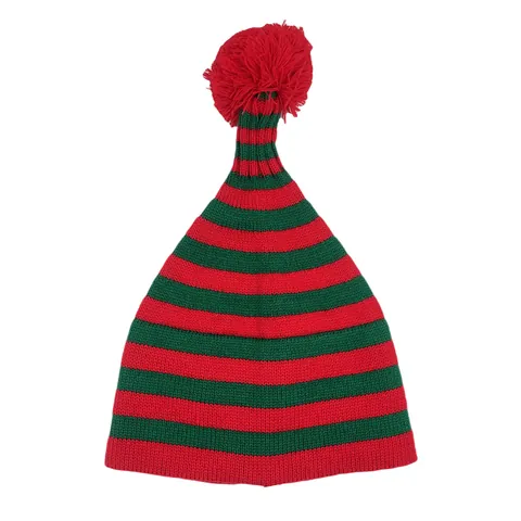 Πλεκτός Χριστουγεννιάτικος Σκούφος Ξωτικό Ριγέ Κόκκινο Πράσινο Μακρύς Σκούφος Με Πομ Πον Για Αξεσουάρ Στολής Πάρτι Ενήλικες Παιδιά