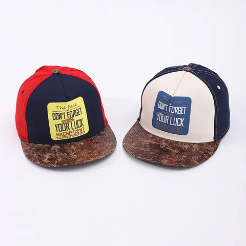 Gorra Snapback de Algodón Vintage Color Block para Hombre Mujer Hip Hop Ala Plana Gorra de Béisbol Con Parche Don't Forget Your Luck