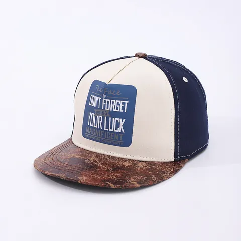 Gorra Snapback de Algodón Vintage Color Block para Hombre Mujer Hip Hop Ala Plana Gorra de Béisbol Con Parche Don't Forget Your Luck