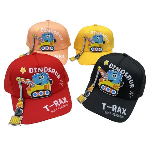 Kids Dinosaur Excavator Baseball Cap Cartoon Sun Hat Outdoor Adjustable Polyester Hip Hop Hat For Boys Girls