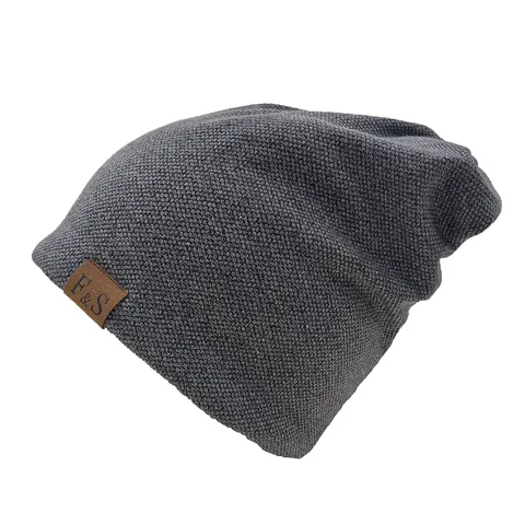 Unisex Cotton Slouchy Beanie Hat Soft Warm Winter Knit Cap Hip Hop Street Style Solid Color Hat With Leather Patch