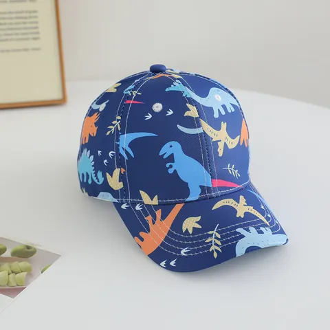Kids Cotton Baseball Cap Cartoon Dinosaur Excavator Pirate Racing Car Print Sun Protection Outdoor Sun Hat For Boys Girls