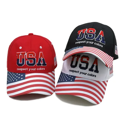 Gorra de Béisbol de Algodón con Bordado de USA Bandera de EE UU Barras y Estrellas Sombrero Ajustable para Hombre Mujer