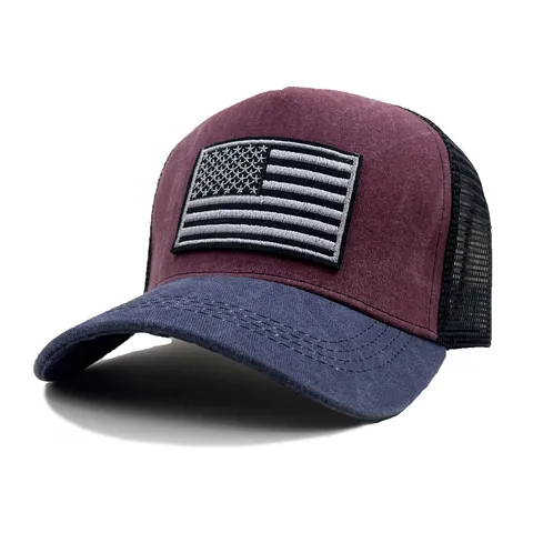 Cappello da Baseball da Uomo con Bandiera USA Berretto Trucker Vintage in Rete Traspirante Protezione Solare Sport all'Aperto Snapback in Cotone Regolabile