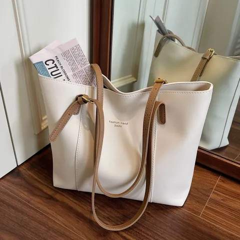 Borsa Tote da Donna in Pelle PU di Grande Capacità Borsa a Tracolla alla Moda per Pendolari con Tracolla Regolabile