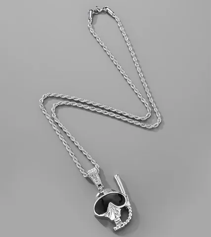 Hip Hop Diving Mask Skull Pendant Necklace Full Rhinestone Enamel Alloy Rope Tennis Chain Punk Jewelry For Men Women