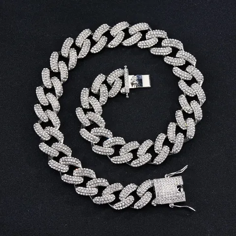 Collana a Catena Miami Cuban Link Iced Out per Uomo Donna Hip Hop Moda Lega di Zinco AAA Strass Gioielli Spessi Regalo