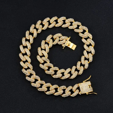 Collana a Catena Miami Cuban Link Iced Out per Uomo Donna Hip Hop Moda Lega di Zinco AAA Strass Gioielli Spessi Regalo