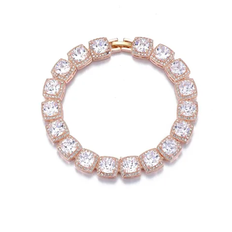Collana Hip Hop Tennis Chain con Zirconi Quadrati in Lega Iced Out Placcato Oro Argento Gioielli da Festa Uomo Donna
