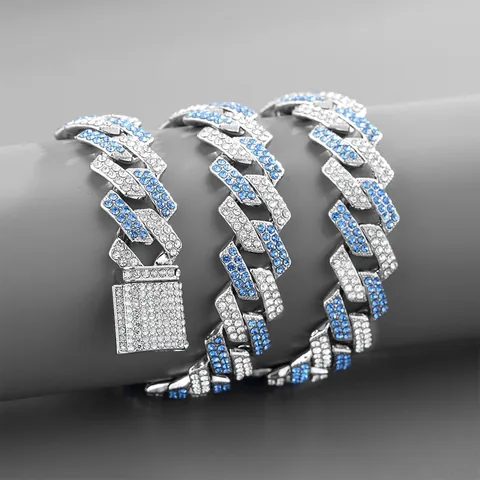 Iced Out Miami Cuban Link Chain Necklace For Men Women Hip Hop Alloy Full Rhinestone Thick Link Chain Streetwear Jewelry