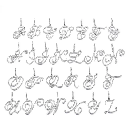 Collana con Pendente a Lettera Iniziale in Scrittura Corsiva Hip Hop Iced Out con Strass e Catena a Corda in Acciaio Inossidabile Pendente Alfabeto in Lega di Zinco Oro Argento Gioielli Personalizzati Uomo Donna