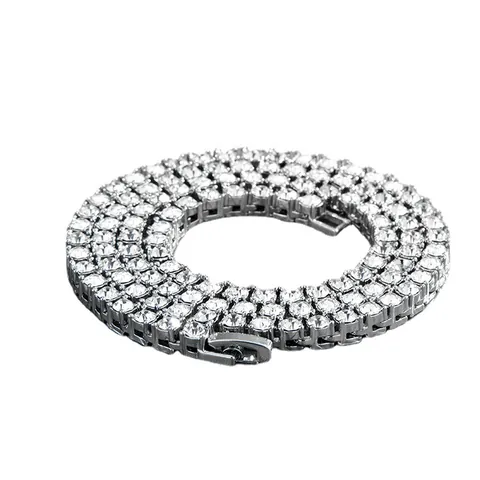 Collana a Catena Tennis Hip Hop Iced Out per Uomo Donna Lega di Zinco Ecologica Gioielli Streetwear con Strass Brillanti Regalo Festa