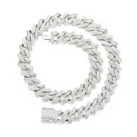 Collana Hip Hop 15mm Iced Out Cuban Link Smalto Fluorescente Arcobaleno Strass Lega Collana per Uomo Donna Festa