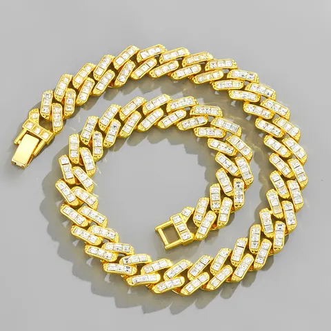 Collana Hip Hop Iced Out Maglia Cubana per Uomo Donna in Lega di Zinco Catena di Strass Gioielli Streetwear Accessori Festa