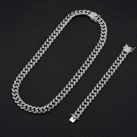 Collana Hiphop Iced Out Miami Cuban Link Per Uomo Donna In Lega Di Zinco Catena Con Strass Gioielli Hiphop Regalo