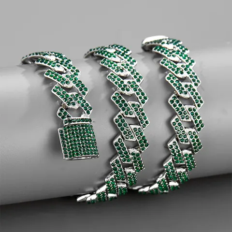 Collana a Maglia Cubana Iced Out per Uomo Donna Gioielli Hip Hop in Lega con Strass Intarsiati Punk Streetwear Choker