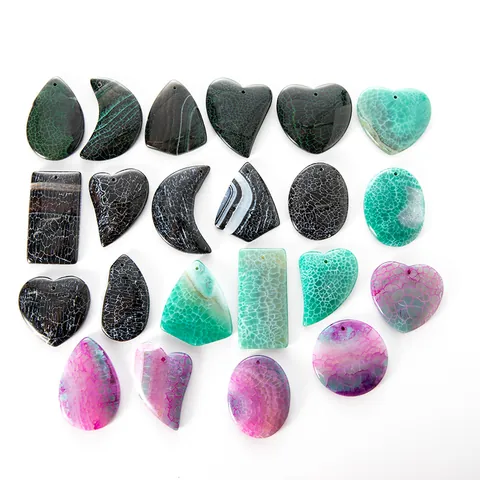 Natural Agate Stone Slice Pendant Vintage Ethnic Style Irregular Dyed Gemstone Charm Pendant Only Without Chain