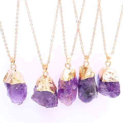 Naturkristall Stein Anhänger Nur Ohne Kette Unregelmäßiger Rohachat Edelstein Vergoldet Boho Schmuck Für Damen Alltag