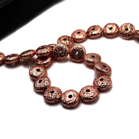Electroplated Natural Lava Stone Beads Donut Round Loose Beads For DIY Bracelet Necklace Jewelry Making Finding Materials