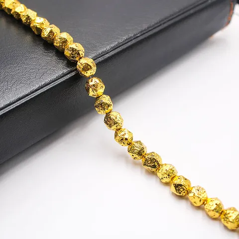 Electroplated Volcanic Stone Faceted Loose Beads Natural Lava Rock Beads For DIY Jewelry Making Handmade Bracelet Supplies