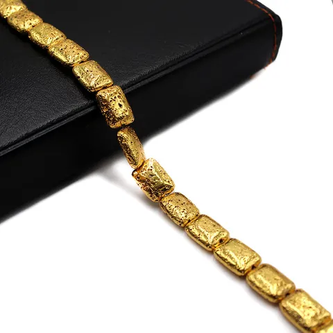 Electroplated Natural Lava Stone Rectangle Beads For DIY Bracelet Necklace Making Vintage Bohemian Jewelry Accessory