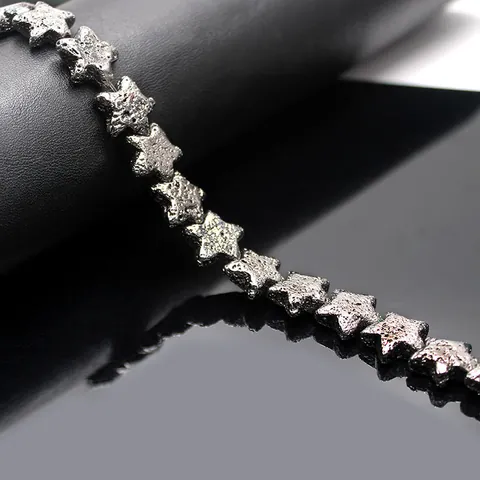 Natural Volcanic Stone Star Loose Beads Electroplated Metallic Lava Rock Beads For DIY Jewelry Making Bracelets Necklace