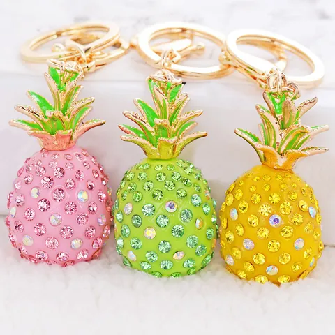 Simpatico Portachiavi con Strass a Forma di Ananas per Donna Ragazza in Lega Ciondolo per Borsa Chiavi Auto Decorativo