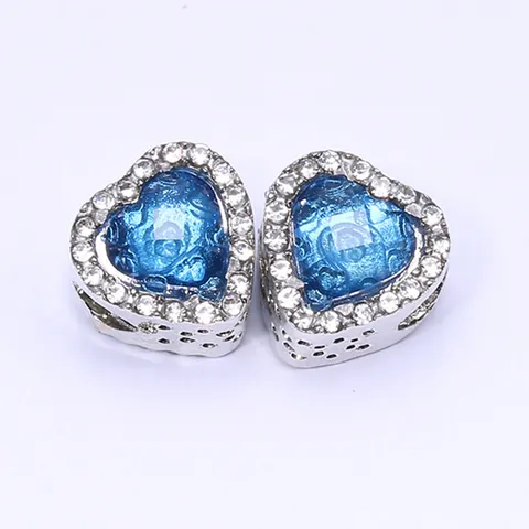 Breloques en Alliage de Strass en Forme de Coeur Perles Émaillées Colorées Pour Fabrication de Bijoux DIY Femme Accessoires de Mode
