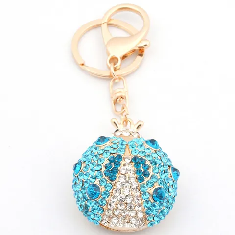 Porte-Clés Coccinelle Créatif Incrusté de Strass Scarabée Anneau de Clé de Voiture Pendentif de Sac Bijoux Cadeau Pour Femmes Filles