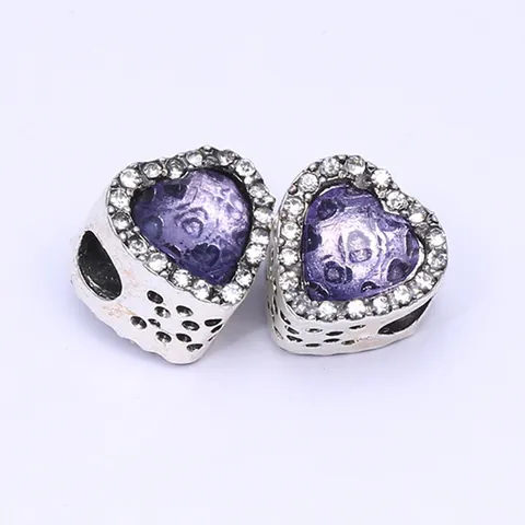Breloques en Alliage de Strass en Forme de Coeur Perles Émaillées Colorées Pour Fabrication de Bijoux DIY Femme Accessoires de Mode