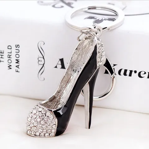 Portachiavi in Lega a Forma di Scarpa con Tacco Alto e Cristallo Ciondolo per Borsa Donna con Strass Luccicanti