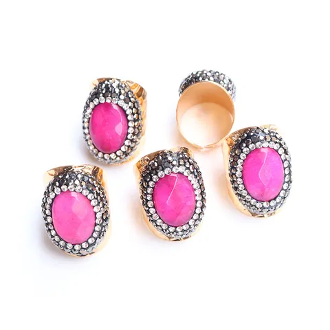 Vintage Oval Facetierte Rose Rote Achat Ringe Mit Strass Gehämmerte Kupfer Vergoldete Verstellbare Schmuck Für Damen