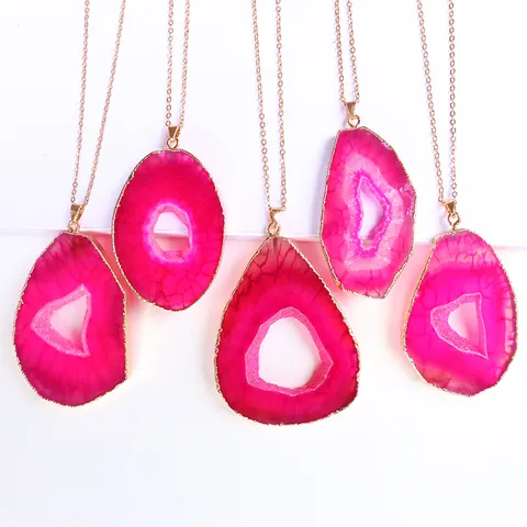 Natürliche Achat Geodenscheibe Nur Anhänger Ohne Kette Für Die Schmuckherstellung Vergoldeter Rand Druzy Stein Charme Für Halskette DIY Handwerk Damen Geschenk