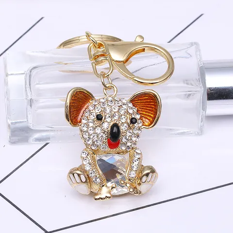 Portachiavi Koala Carino In Lega Con Strass Cristallo Animale Ciondolo Per Borsa Per Donna Uomo Oro Gioielli In Metallo