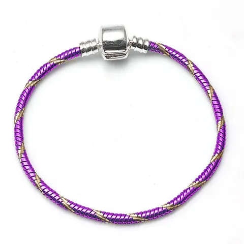 Braccialetto Base Catena a Serpente Colorato DIY Lega Argentata Gioielli di Moda Con Chiusura a Barile per Donna Regalo