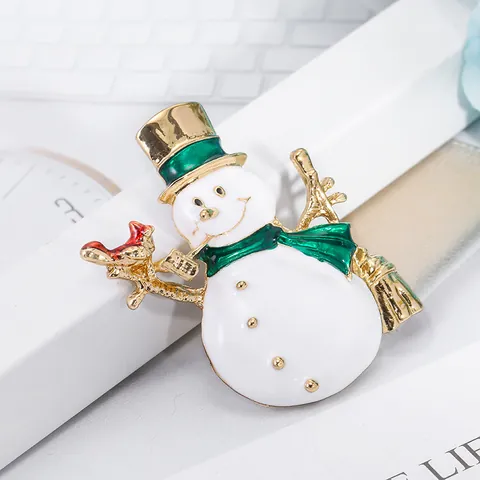 Broche Bonhomme de Neige de Noël en Alliage Émail Strass Bijoux d'Hiver Cadeau pour Femmes Filles Accessoires de Vêtements de Fête