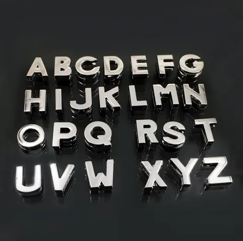 Breloques Coulissantes Lettres Alphabet en Alliage Strass Argent A-Z Chiffre pour Bracelet en Maille DIY Accessoires Bijoux